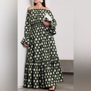 NWT AGUA BY AGUA BENDITA Almendra ruffled floral-print cotton maxi dress Size XS